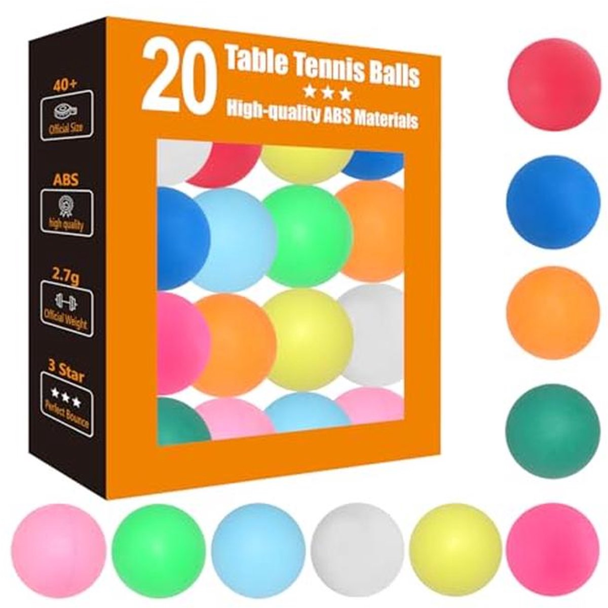 Gekleurde Pingpongballen 20-pack 40 mm voor Training en Spellen