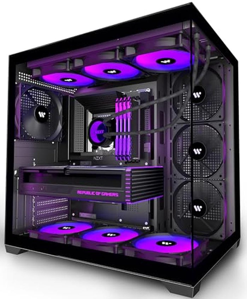 ATX Mid Tower Gamingbehuizing met 4 Ventilatoren en Gehard Glazen Zijpaneel - Zwart