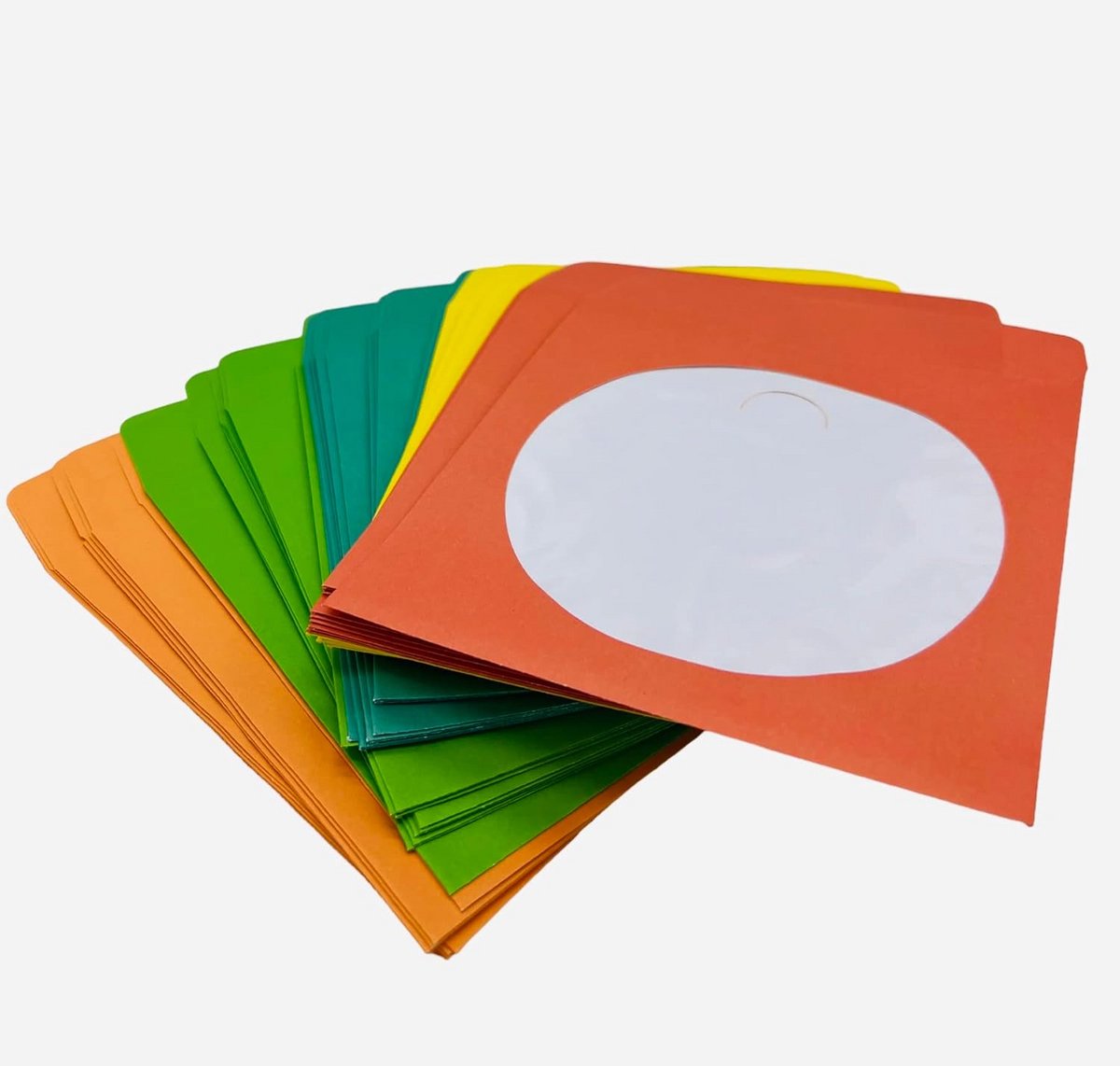 Kleurrijke CD/DVD Hoezen met Venster en Tabblad - 100 Stuks