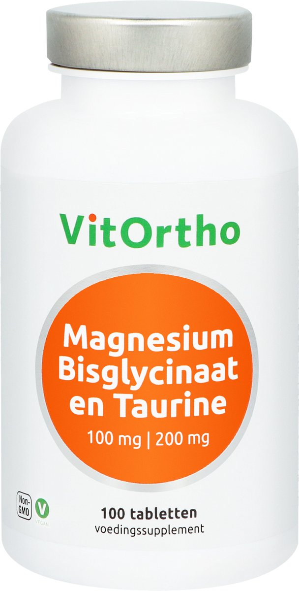 VitOrtho Magnesium Bisglycinaat 100 mg en Taurine 200 mg (100 tabletten)