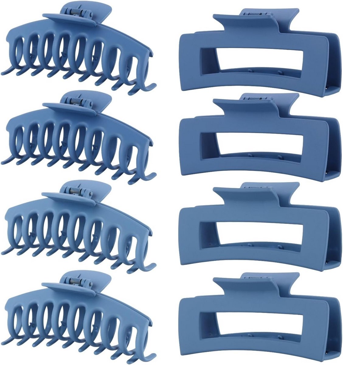 Grote Blauwe Haarclips voor Dames - 8 Stuks Matte Klemmen voor Dik en Dun Haar