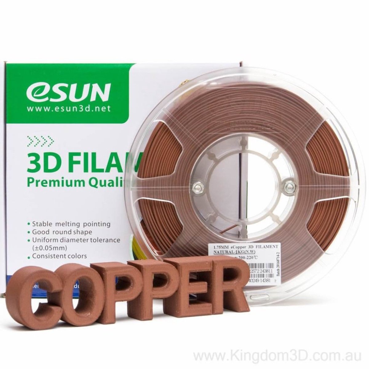 eSun eCopper Naturel / Natural 1 kg - 1.75mm - 3D printer filament