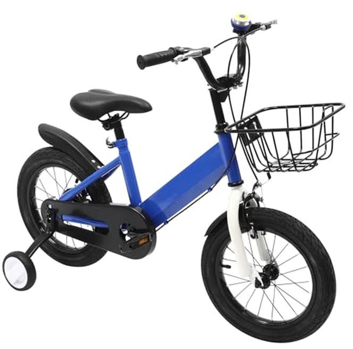 14 inch kinderfiets voor 3 tot 5 jaar met voormand en steunwielen - Hoogte verstelbaar voor jongens en meisjes
