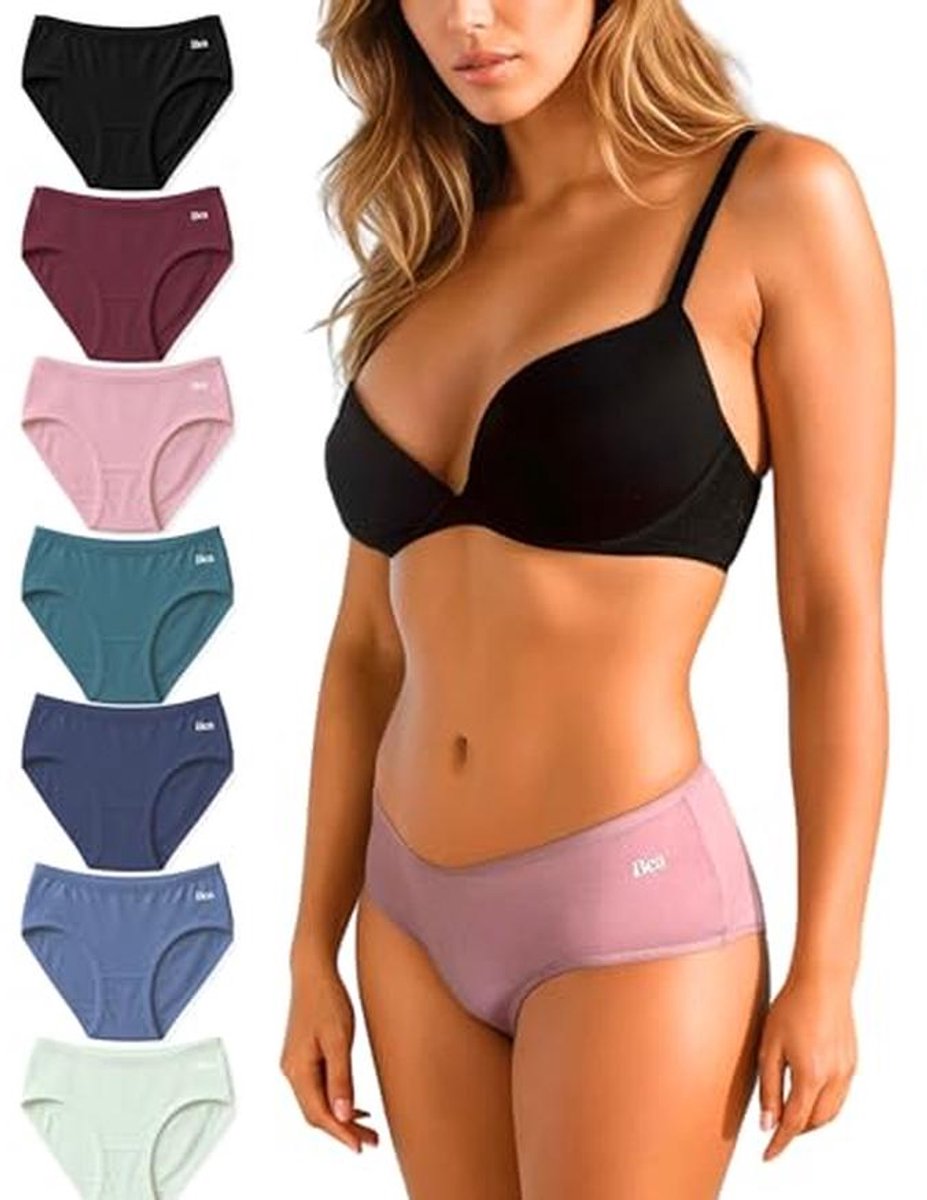 7-pack Dames Mid Waist Bamboe Onderbroeken