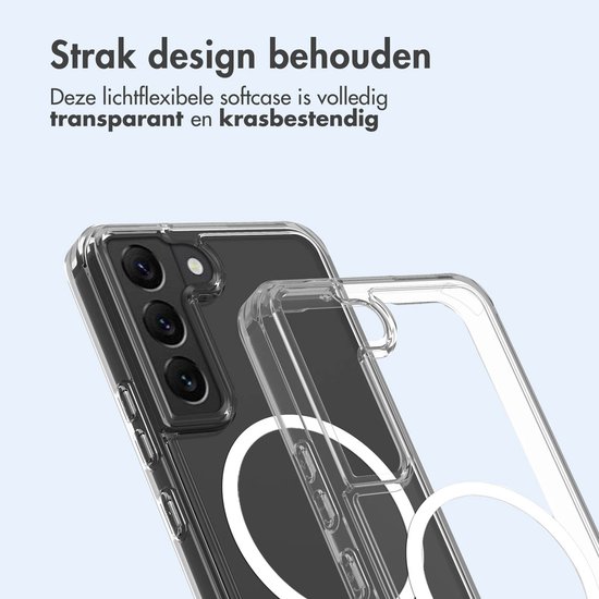 Transparante, krasbestendige softcase telefoonhoes met magnetische ring.