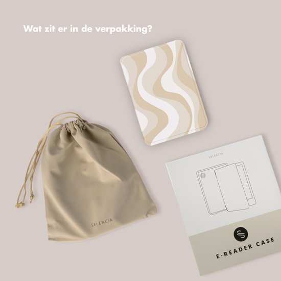 Selencia E-reader Hoesje - Geschikt voor Kobo Clara BW, Kobo Clara Colour - Vivid bookcase - Desert Waves Beige van Merkloos — afbeelding 5