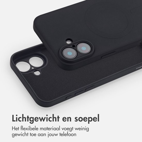Zwarte backcover met een ronde magneetring aan de binnenzijde, lichtgewicht en soepel.