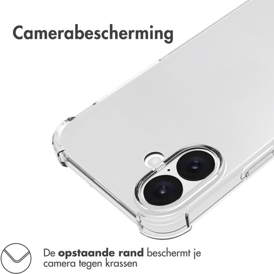 Coque transparente avec protection d'objectif d'appareil photo et bord surélevé.