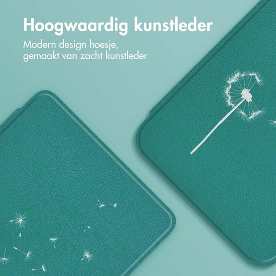 iMoshion Ereader Cover / Hoesje Geschikt voor Kobo Nia - iMoshion Design Sleepcover Bookcase zonder stand - / Green Dandelion van iMoshion — afbeelding 5
