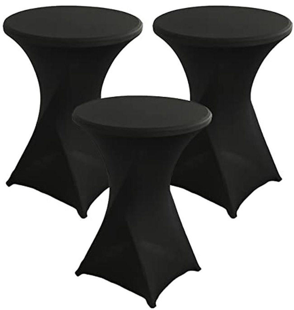 Set van 3 Stretch Tafelhoezen voor Statafels - Onderhoudsvriendelijk en Afwasbaar, Ø 60/80 cm, Zwart