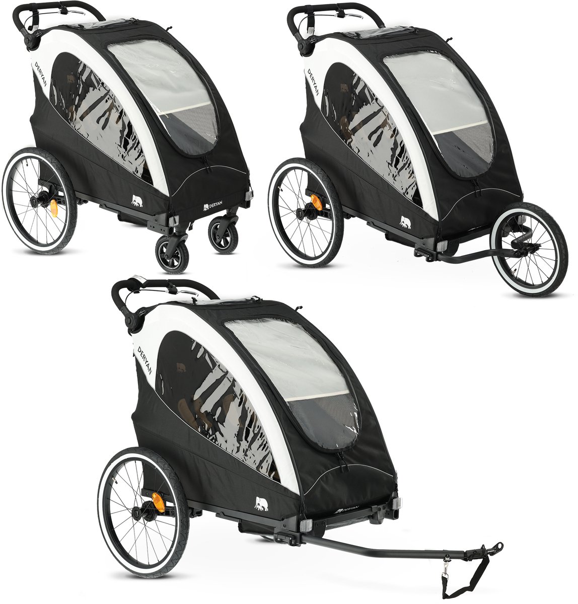 Deryan Fietskar - Kinderfietskar 2 Persoons - Wandelwagen - Cream