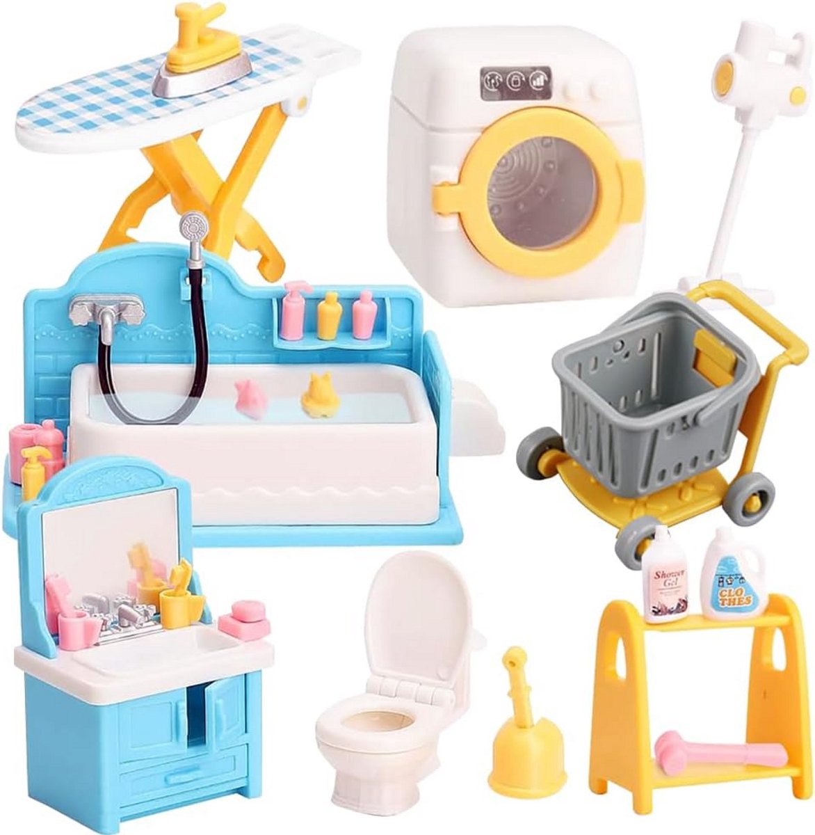 Miniatuur Badkamer Set 1:12 - 28-delige Poppenhuis Meubels en Accessoires