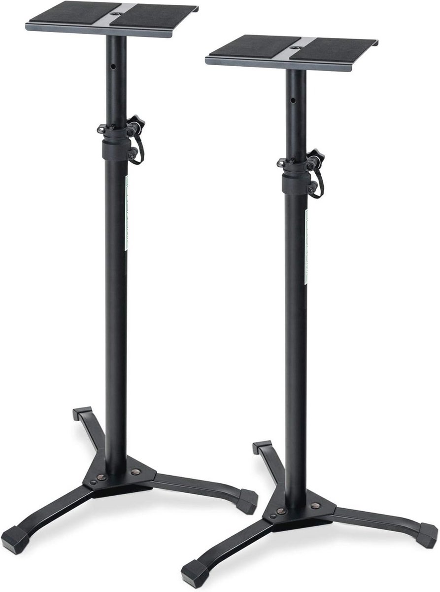 Inklapbare Studio Monitorstandaard - Verstelbaar van 75 cm tot 130 cm - Stabiele Driepootconstructie - Dubbele Rubberen Bevestigingsstroken - Zwart
