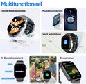 Multifunctionele zwarte smartwatch: waterdicht, muziekbediening, telefoon zoeken, spraakassistent, camera bediening, stressmeter.