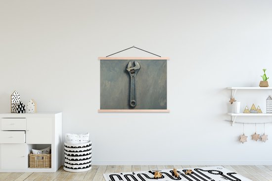 Posterhanger incl. Poster 120x90 cm - Schoolplaat - Moersleutel - Gereedschap - Verf - Textielposter - Blanke latten