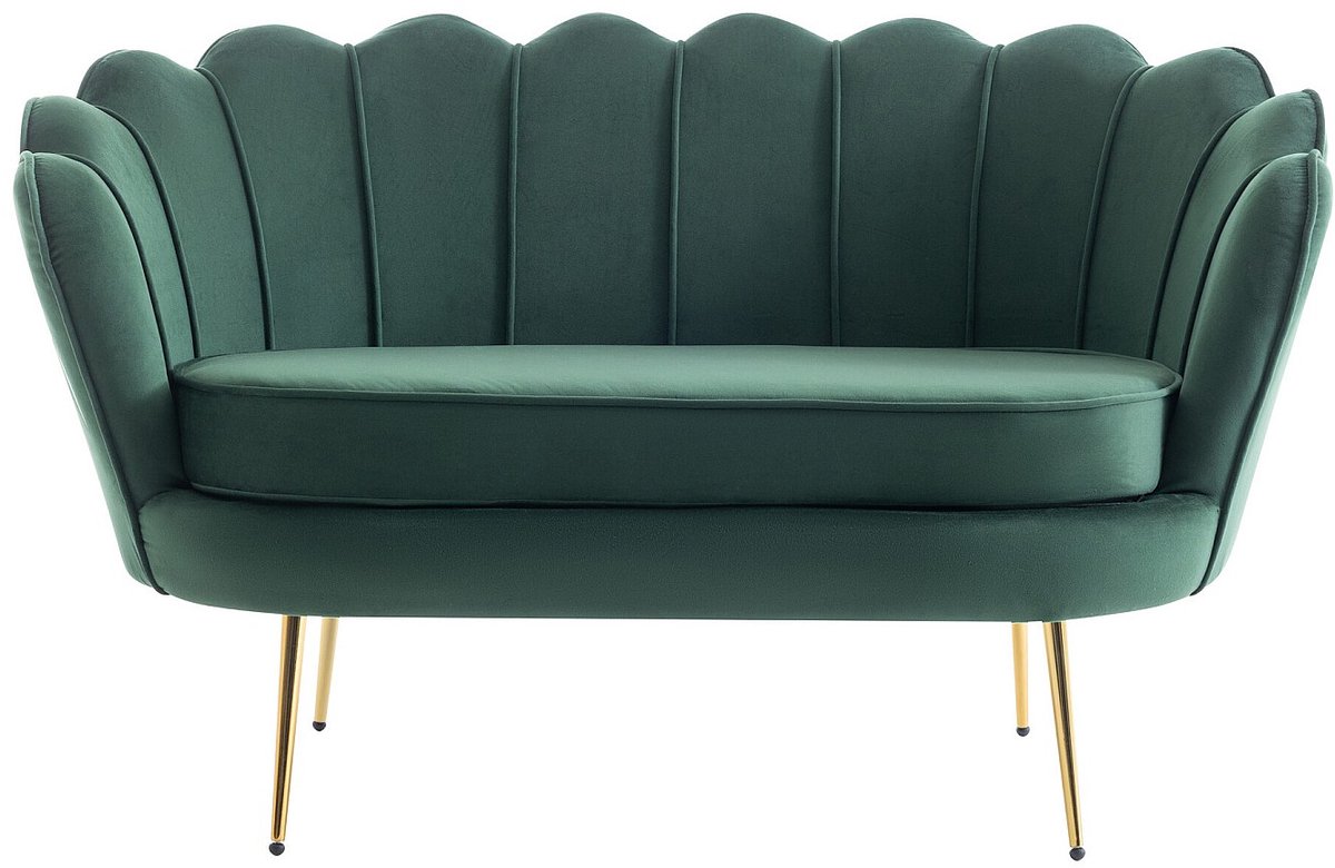 Vente-unique Schelpzitbank 2 personen in dennengroen fluweel DANDELION van Pascal Morabito