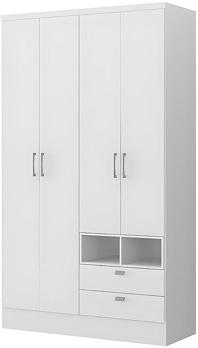 Vente-unique Kast ODILON - 4 deuren en 2 laden - L120 cm - Wit