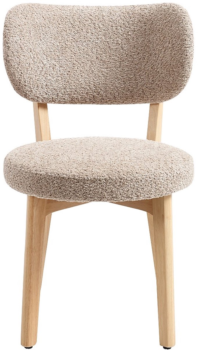 Vente-unique Set van 2 stoelen in boucléstof en rubberhout - Taupe - TORIEL