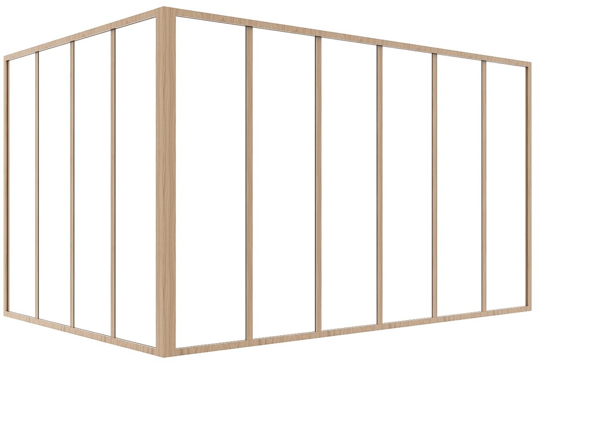Vente-unique Hoekraam werkplaats van gepoedercoat aluminium - L180 x B120 x H105 cm (B x H) -Licht naturel - BAYVIEW