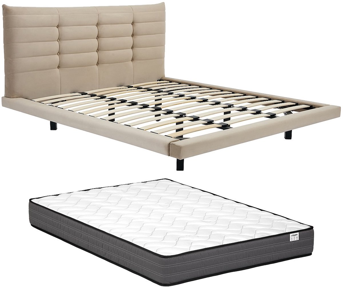 Vente-unique Bedframe stof beige 160 x 200 cm NISATIO