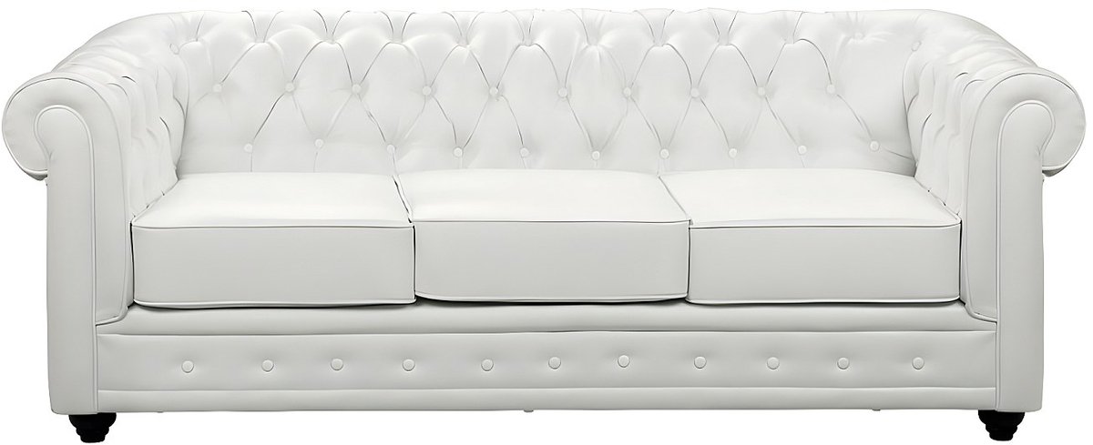 Vente-unique Driezitsbank CHESTERFIELD in kunstleer - Wit