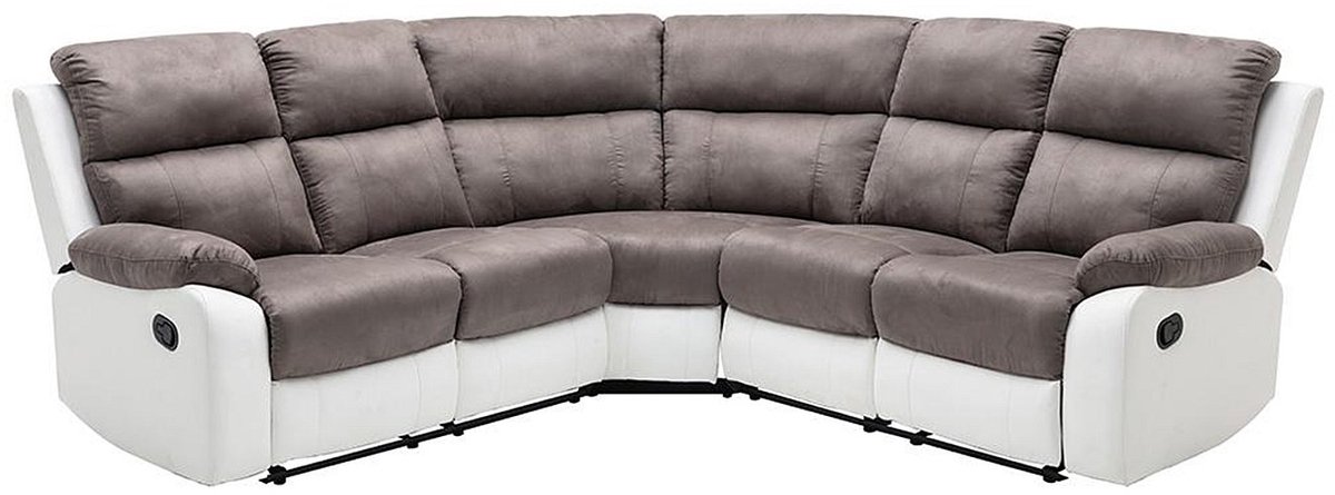 Vente-unique Elektrische relaxhoekbank van microvezel en kunstleer - Grijs en wit - TOLZANO