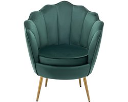 Vente-unique Schelpvormige fauteuil van groen velours LALEA
