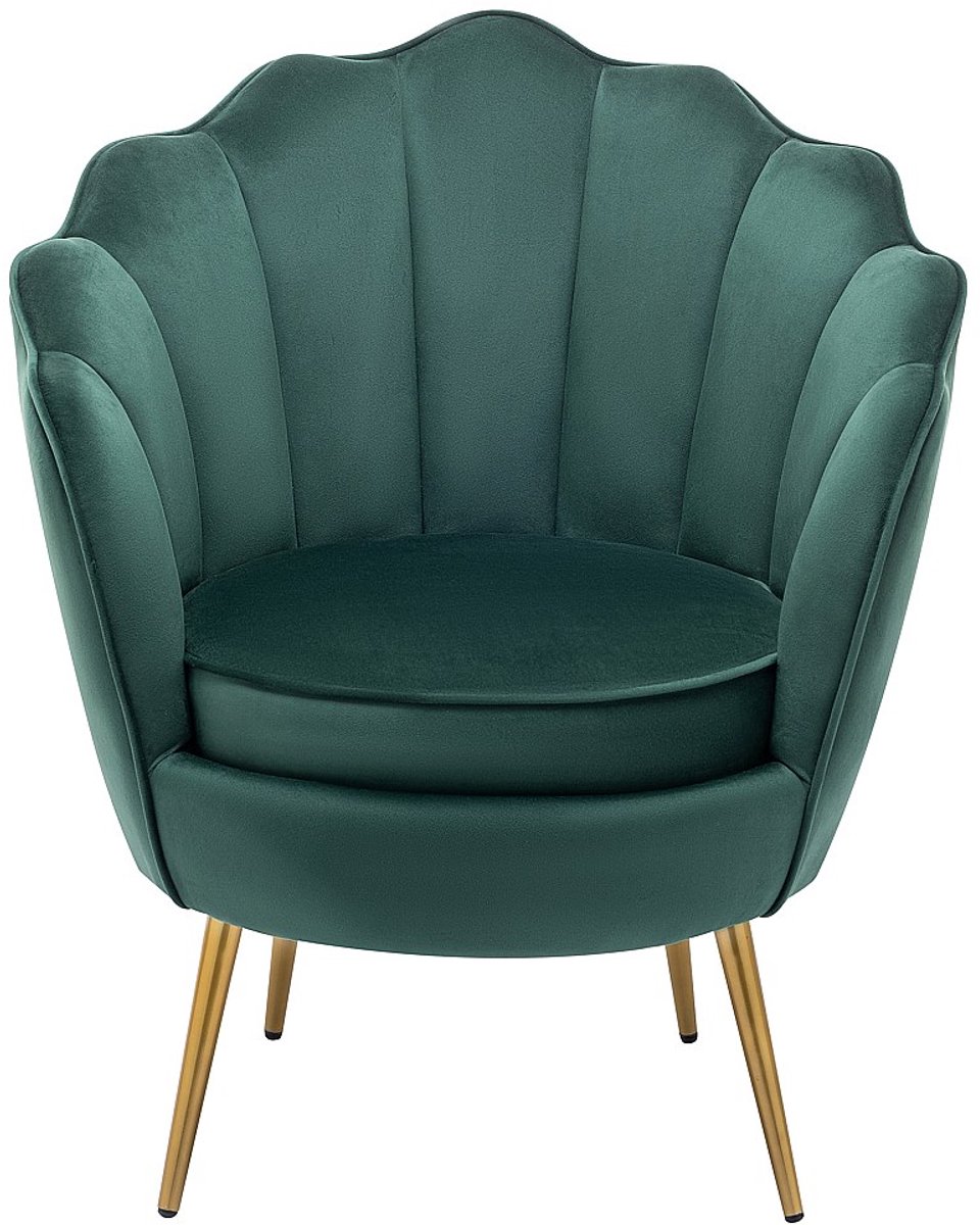 Vente-unique Schelpvormige fauteuil van groen velours LALEA