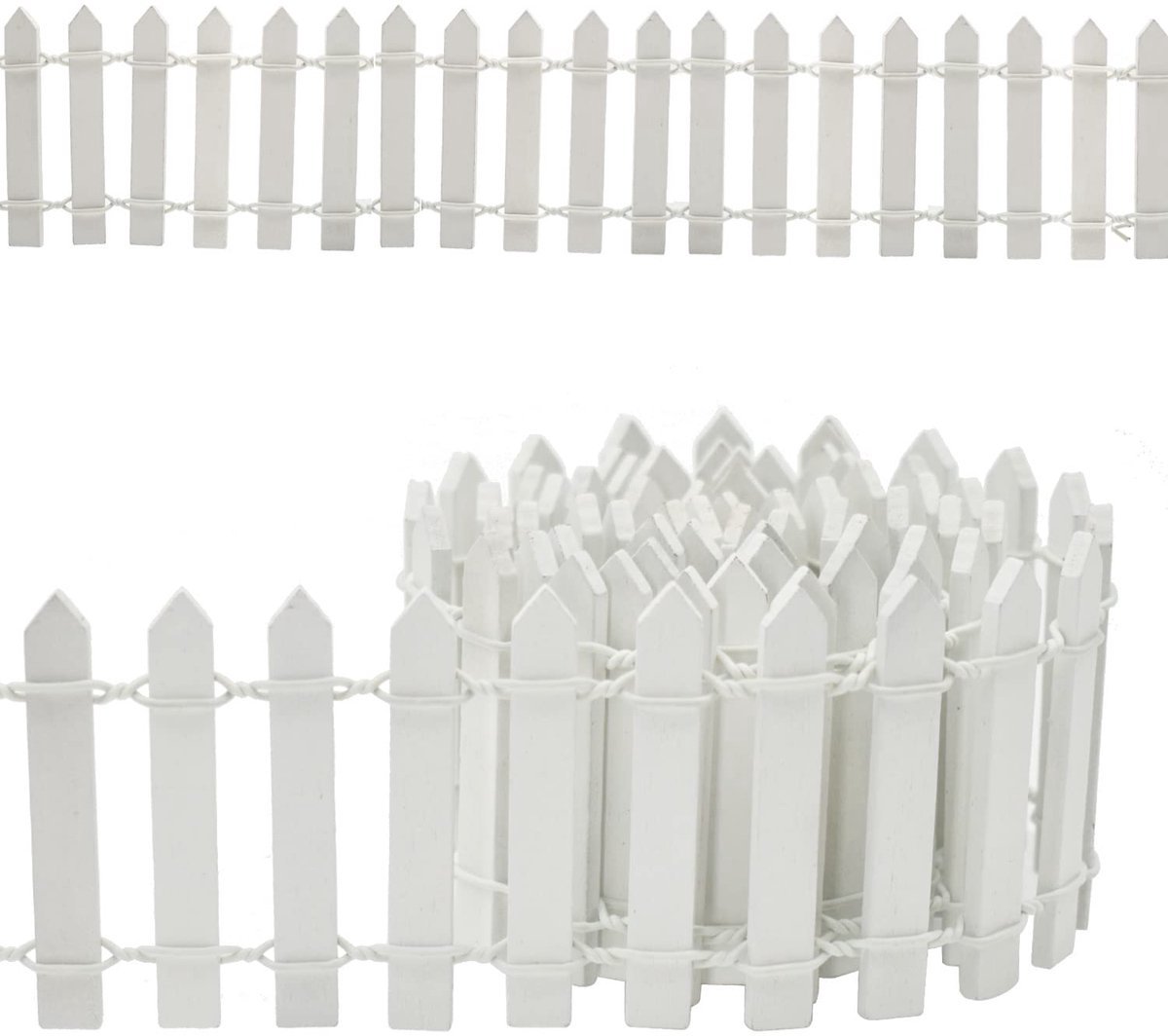Stunq® Miniatuur Houten Tuinhek – Wit, 100cm x 5cm – Voor Miniatuurlandschappen & Poppenhuizen