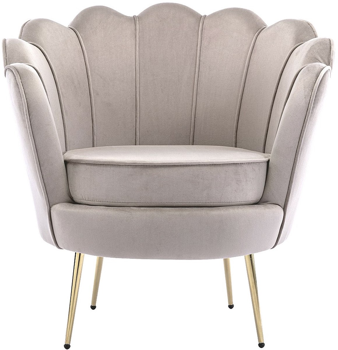 Vente-unique Schelpvormige fauteuil van taupegrijs velours DANDELION