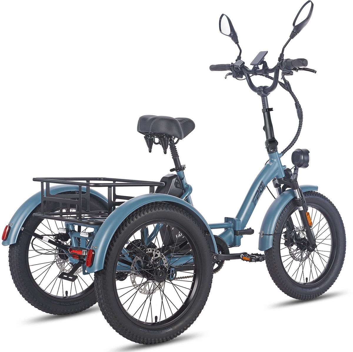 Dik Klapfiets E-Bakfiets 20 Inch 48V 21Ah Accu, Hydraulische Schijfremmen Elektrische Fiets, Elektrische Vrachtsfiets 180kg, Blauw Driewieler E-Bike – foto 2