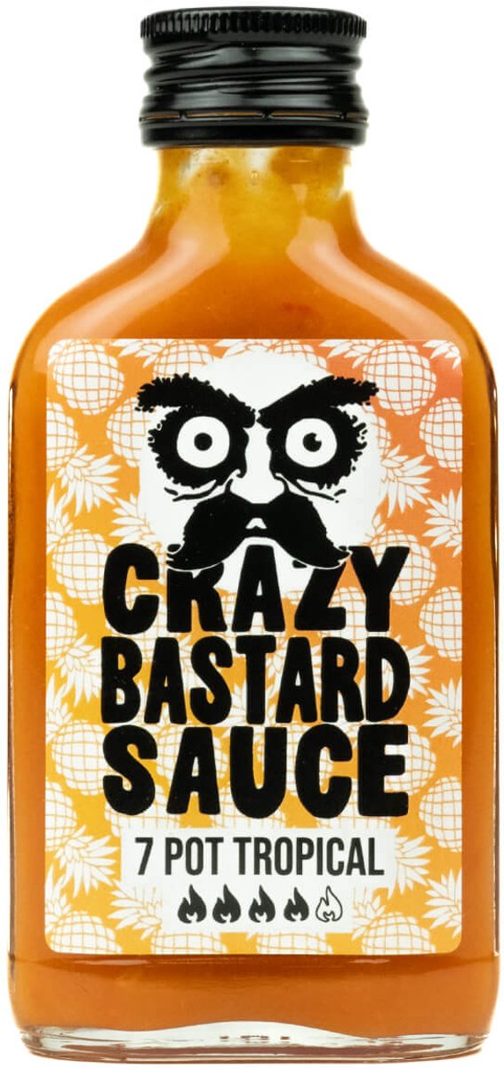 Crazy Bastard 7Pot Tropical Hot Sauce – 100 ml | Hete Saus met Mango & Ananas | 7 Pot Chili | Pittige Tropische Chilisaus
