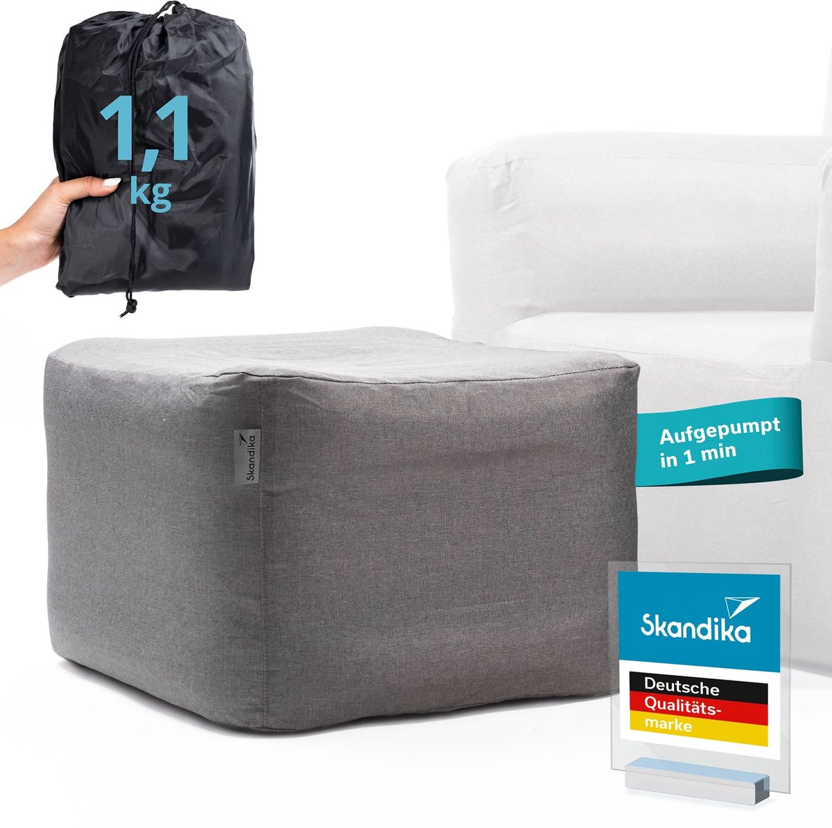 Skandika Opblaasbare Kruk Easy Air Premium - Opblaasbare Outdoor Sofa, Zitkruk, Opblaasbaar, tot 100 kg, met Draagtas | Opblaasbare Campingsofa, Strand, Terras, Tuinmeubel