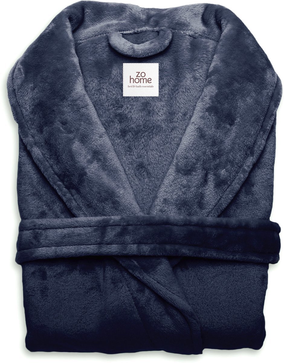 Zohome Badjas Cara - Kamerjas voor Dames en Heren - Maat S - Ochtendjas - Geschikt voor de Sauna - Blauw