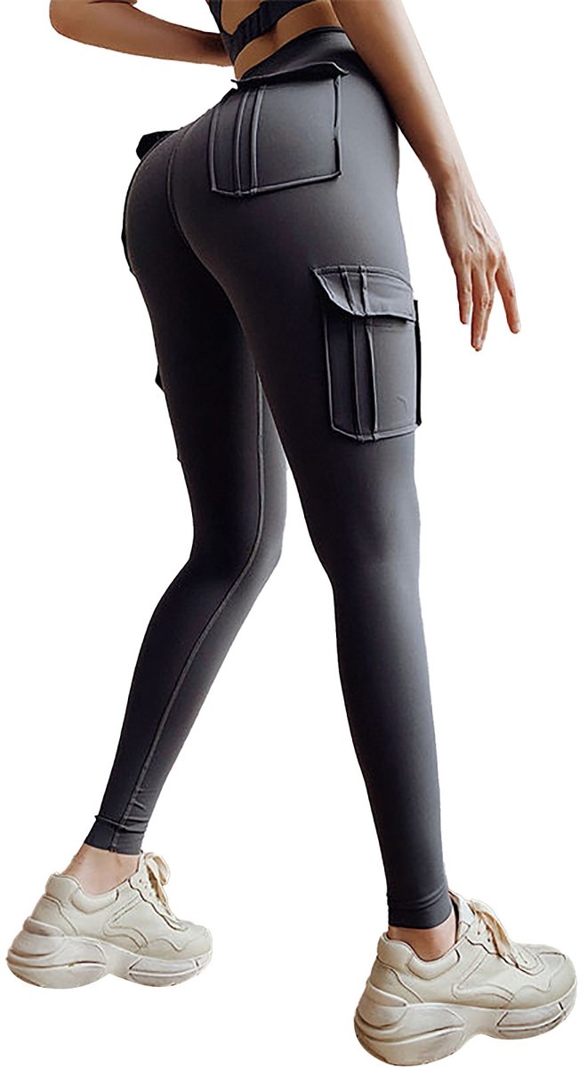 Vivva - Cargo Legging Dames Met Zakken - Hoge Taille - Sportlegging - 4-Way Stretch - Compressie - Squat Proof - Grijs - L/XL - CARGOFIT van Vivva — afbeelding 5