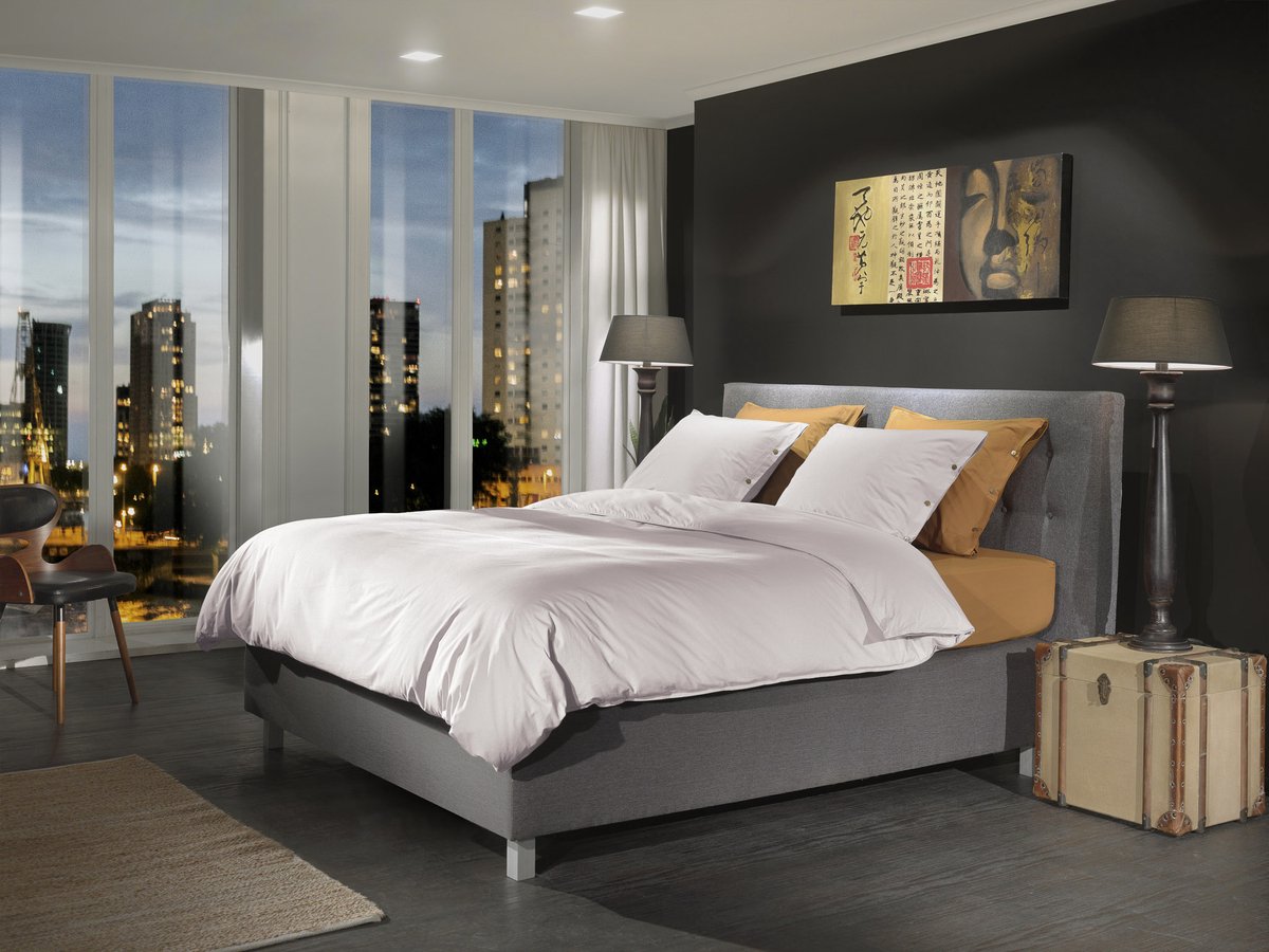 Yellow Percale Dekbedovertrek - Lits-Jumeaux - Percale - 240x200-220 cm - Roze