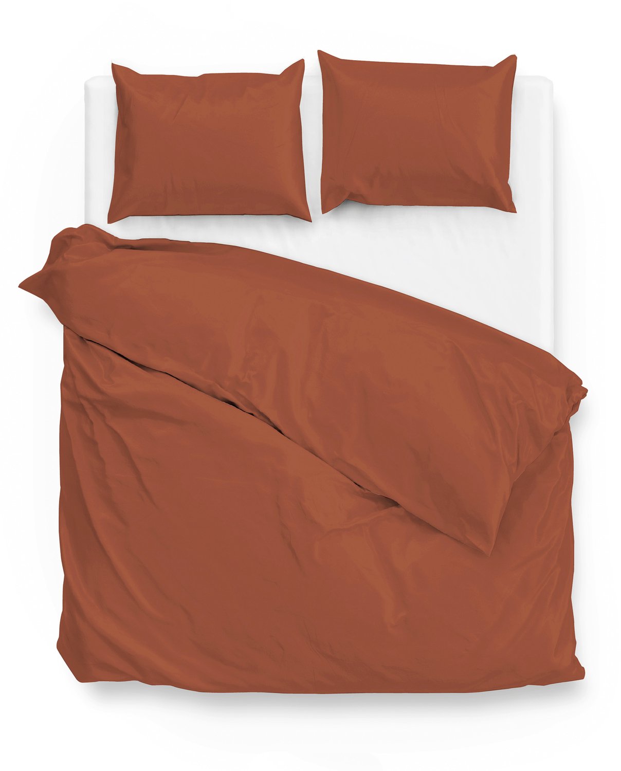 Zohome Satinado Dekbedovertrek - Copper Orange Wit