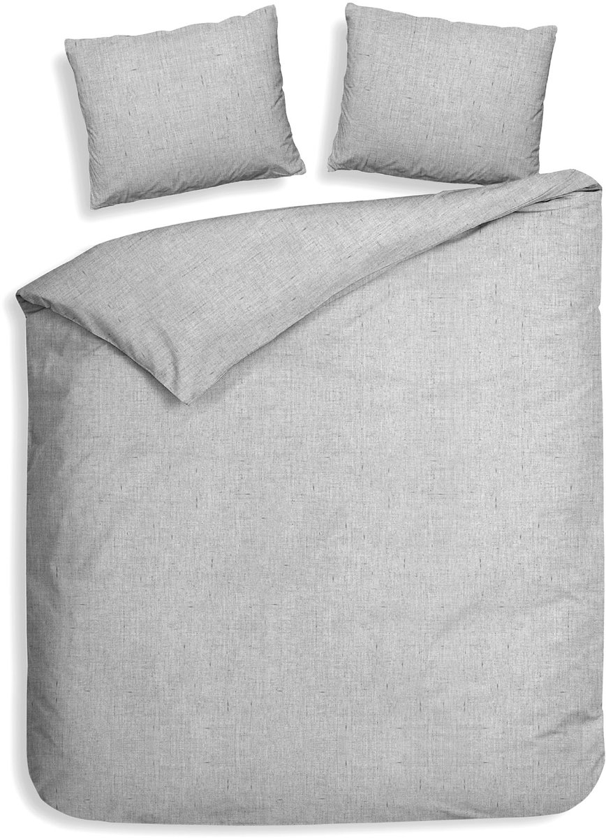 Heckettlane Dekbedovertrek Franela - Flanel - Lits-Jumeaux - 240x200-220 cm - Grijs Mist Grey