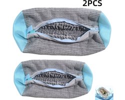 2 stuk,Waszak, cilindrisch, wasmachine polyester katoenen waszak, schoenbescherming, anti-deformatie, waszak, geschikt voor de meeste schoenen, voorkomt dat schoenen vervormen tijdens het wassen, grijs, 39*19cm