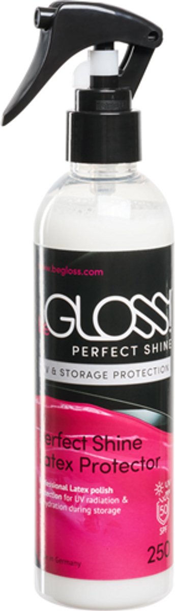 BeGloss - Perfect Shine UV & storage protection - 250 ml - spray pompje - Speciale UV bescherming voor latex kleding. Factor 50 SPF