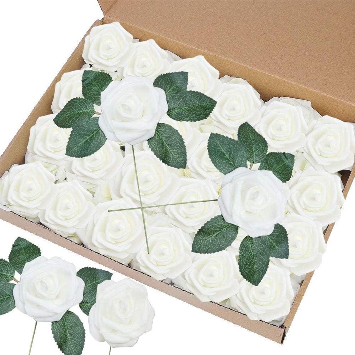Cosensi Kunstbloemen Set met 50 Bloemen en 15 Bladeren voor Boeketten en Decoratie - Bruiloft, Feest, Babyshower, Woondecoratie Any