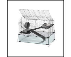 Transparante hamsterkooi 30–35 inch – 360° zicht – metalen frame – geventileerde draagbare habitat – inclusief drinkfles – knaagbestendig en eenvoudig te reinigen