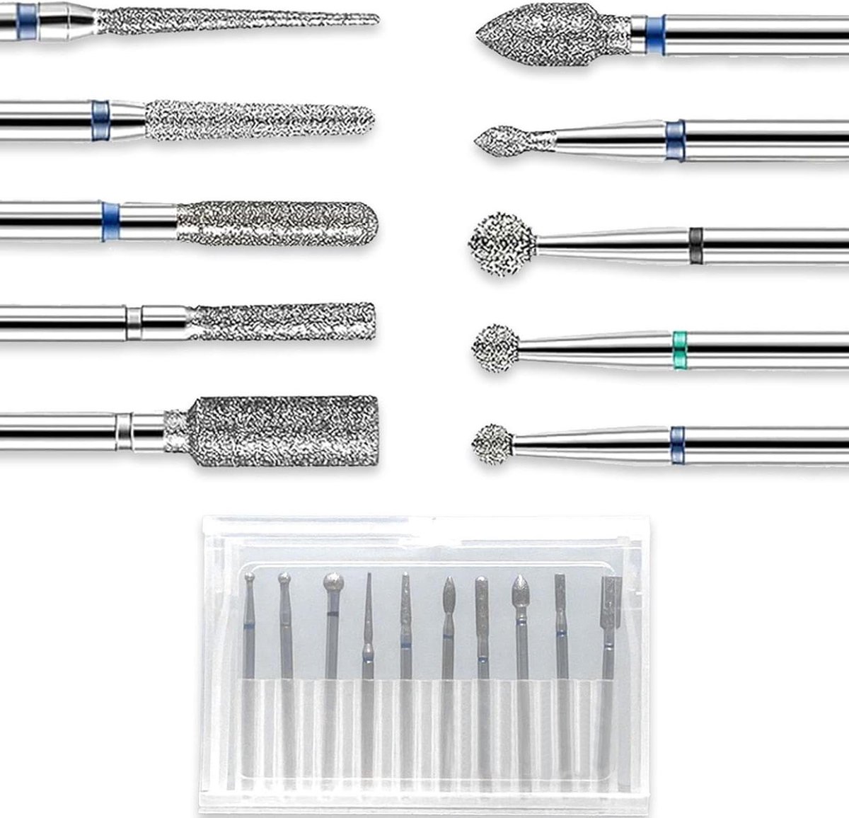 Cosensi - Nagelfreesbits set voor manicure met opzetstukken in opbergdoos