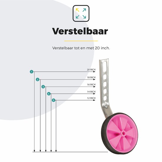 Voltano Zijwieltjes - Roze - 12-20 Inch - Zijwielen Voor Kinderfiets van Voltano — afbeelding 2