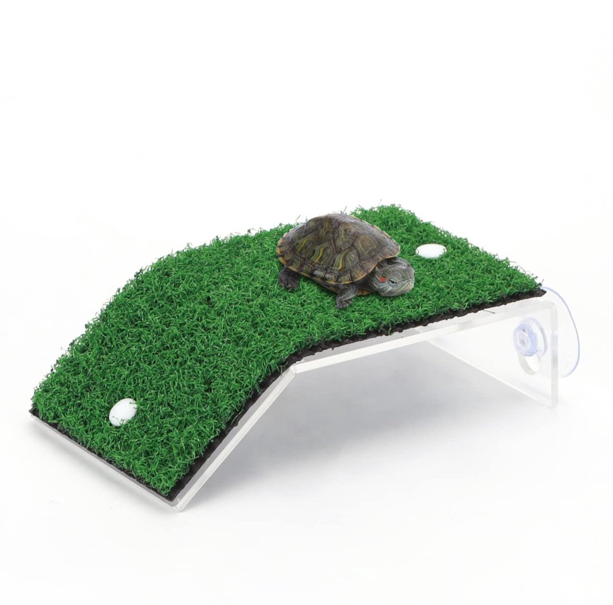 Stunq® Schildpad Zonnedek Platform, Realistische Kunstgras Ladder voor Kleine Reptielen - L8W14CM