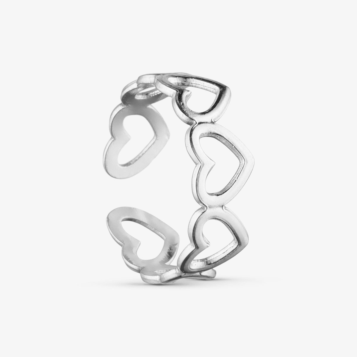 Wolff Jewelry - Love - hart - ring - Zilverkleurig - Verstelbaar - Waterproof - Dames - Cadeau - dochter - vrouw – vriendin – moeder - verjaardag