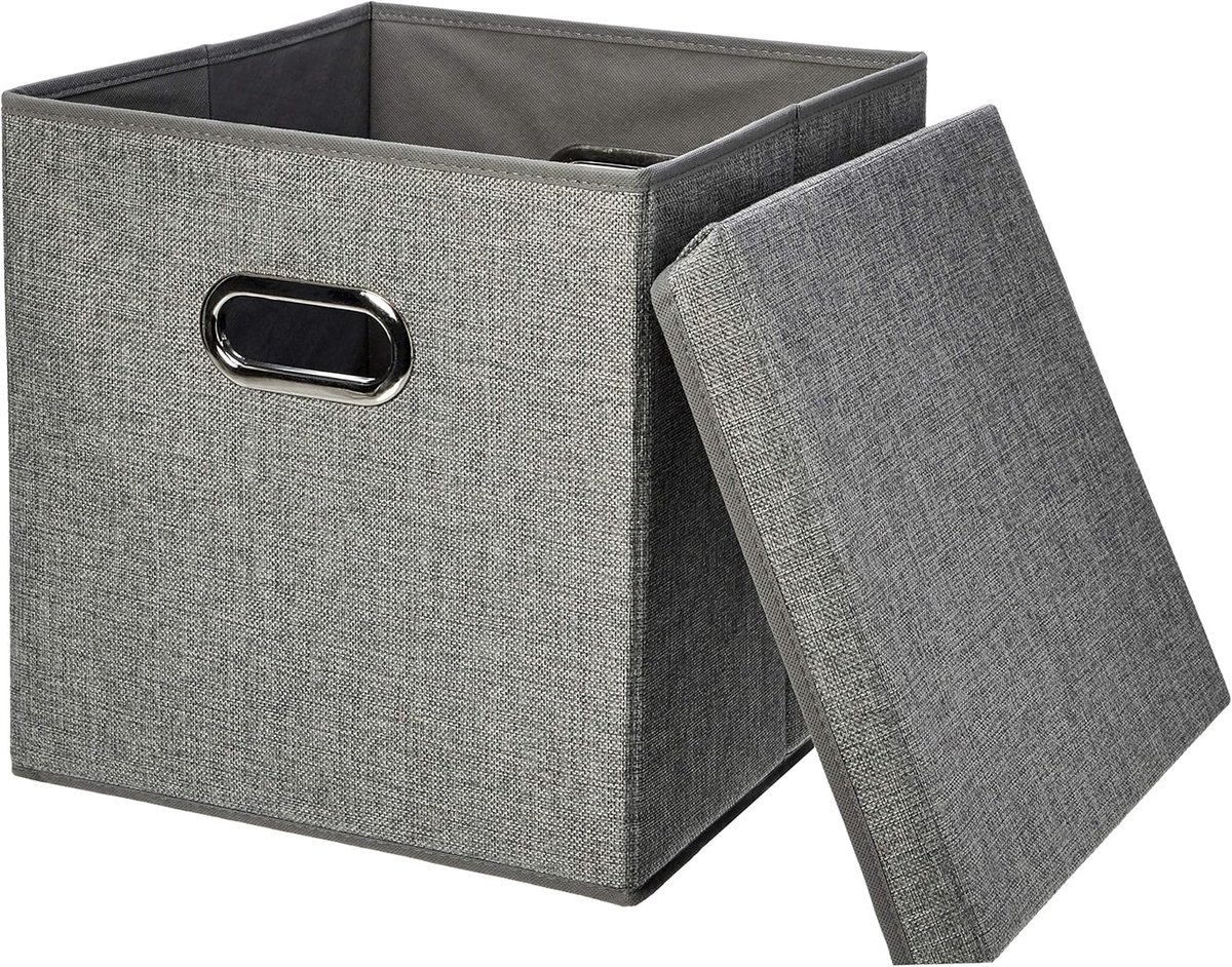 Famanu - Opvouwbare opbergkubussen jute 2 stuks grijs