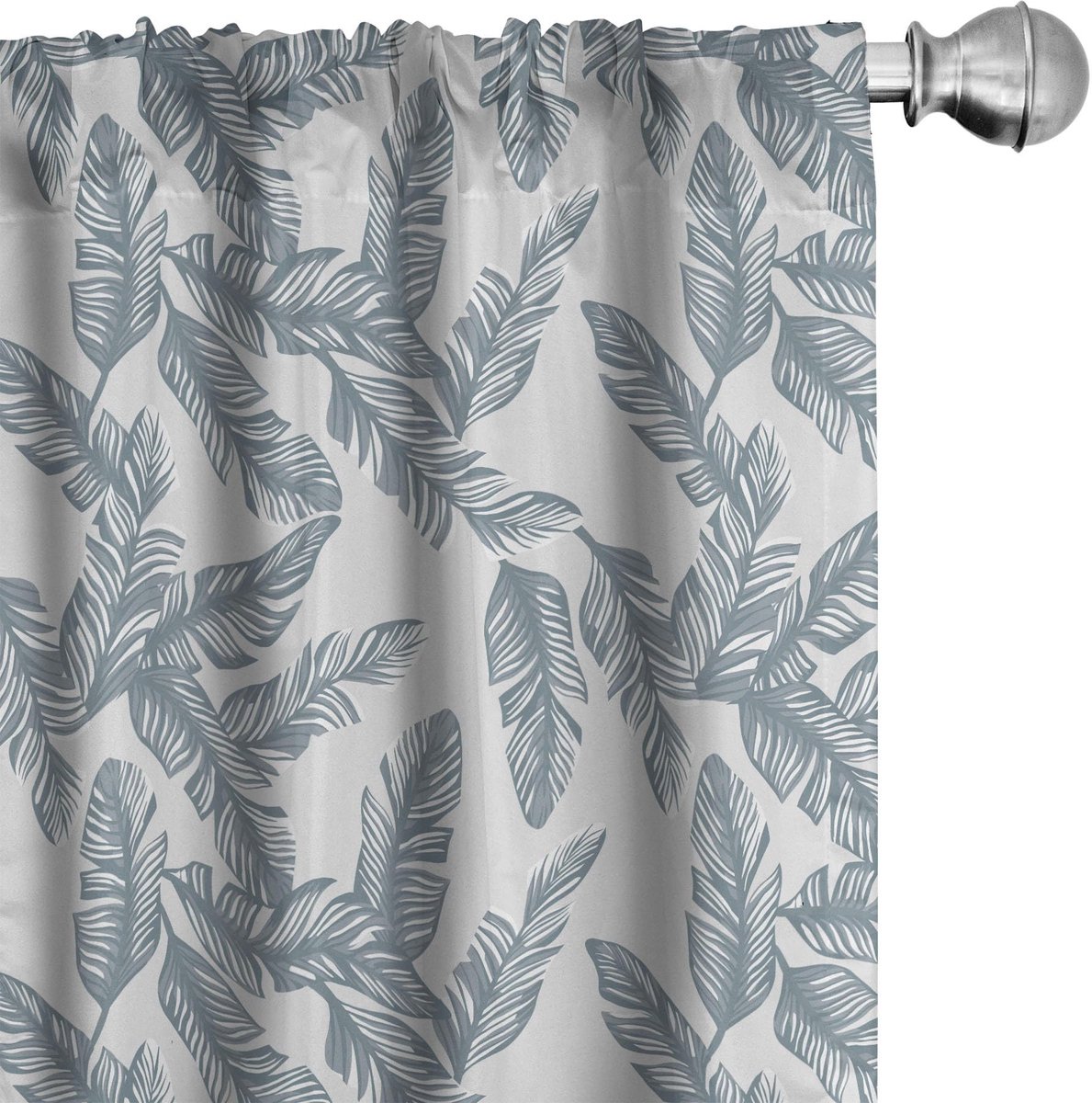 ABAKUHAUS Tropische Gordijnen – Bananenpalmbladeren – 2x75x175 cm – schieferblauw/lichtgrijs Schiefer-Blau Hellgrau