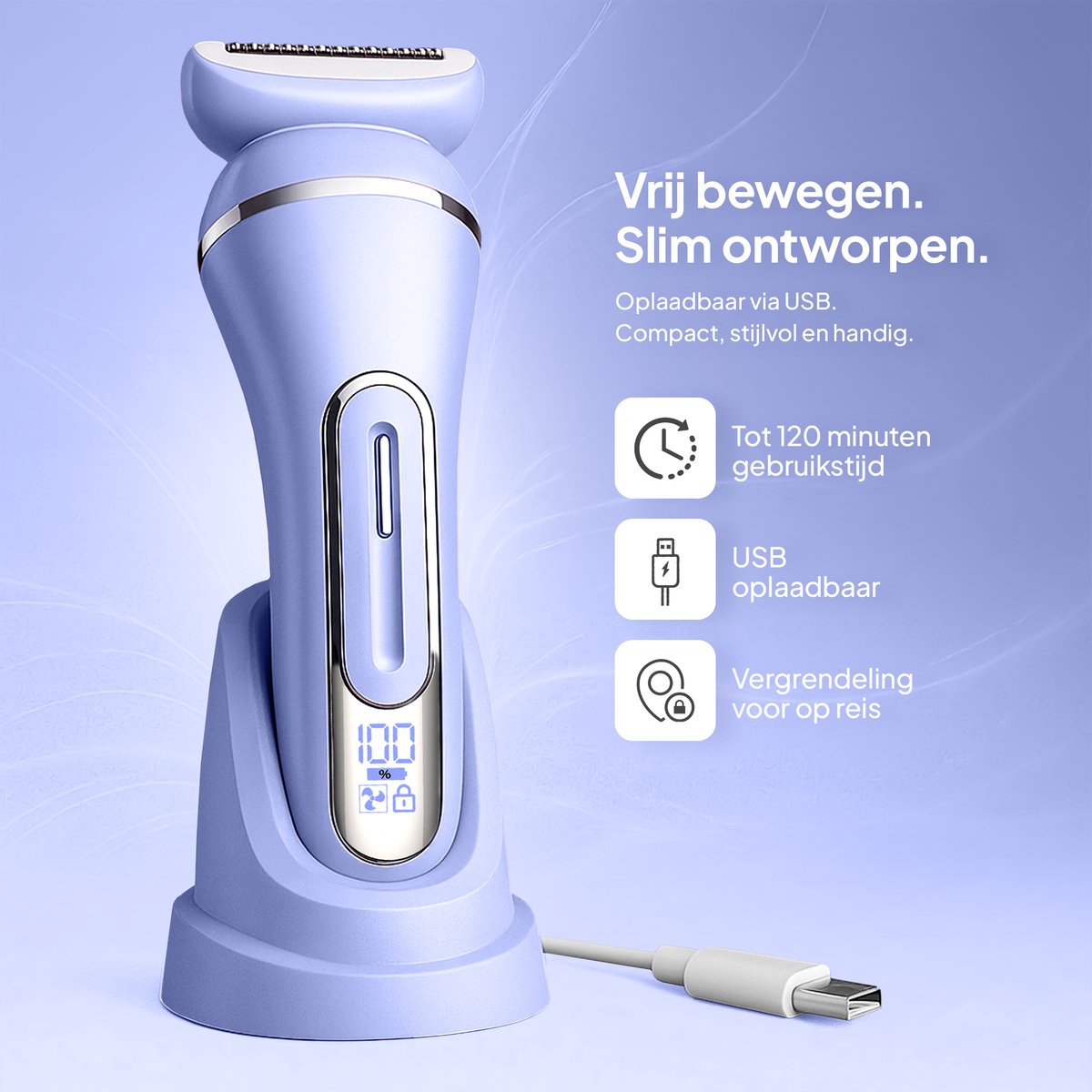 Glorielle® 7-in-1 Ladyshaves voor Vrouwen - Elektrisch Scheerapparaat - Epileerapparaat Dames - Bikini Trimmer - 7 Opzetstukken & Oplaadbaar - Schaamhaar & Gezichtsontharing - Wenkbrauw & Gezichtsepilator Vrouw - Bikinilijn & Intieme zone Scheren — afbeelding 2
