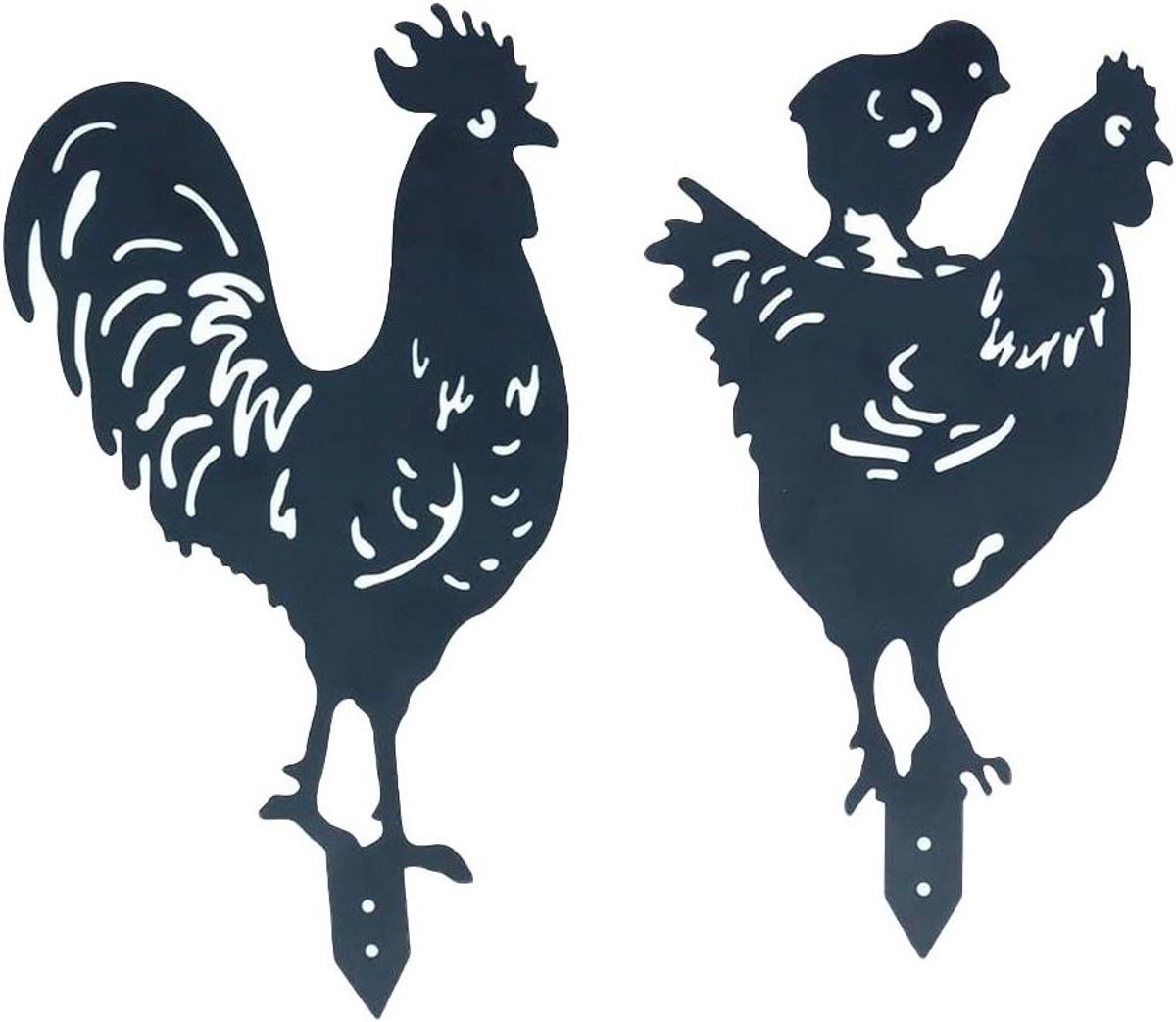 Cosensi Metalen dierenpalen voor in de tuin - Kip silhouet decoratie - Gazon en binnenplaats ornament